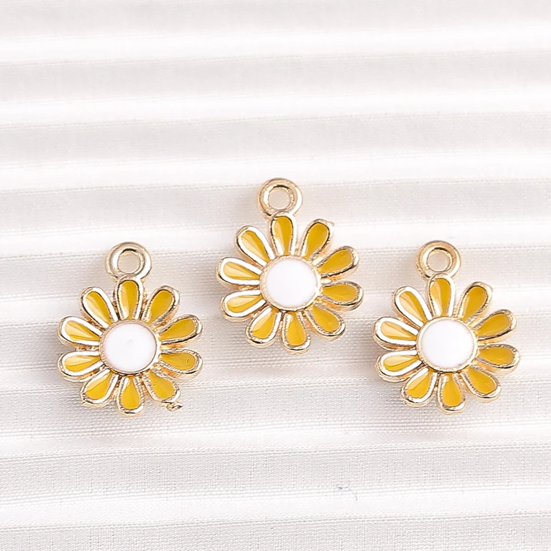 10 stücke 11x15mm niedliche bunte Emaille Blume Charms Anhänger für DIY Tropfen Ohrringe Halsketten Armbänder Schmuck machen Accessoires – Detail 7