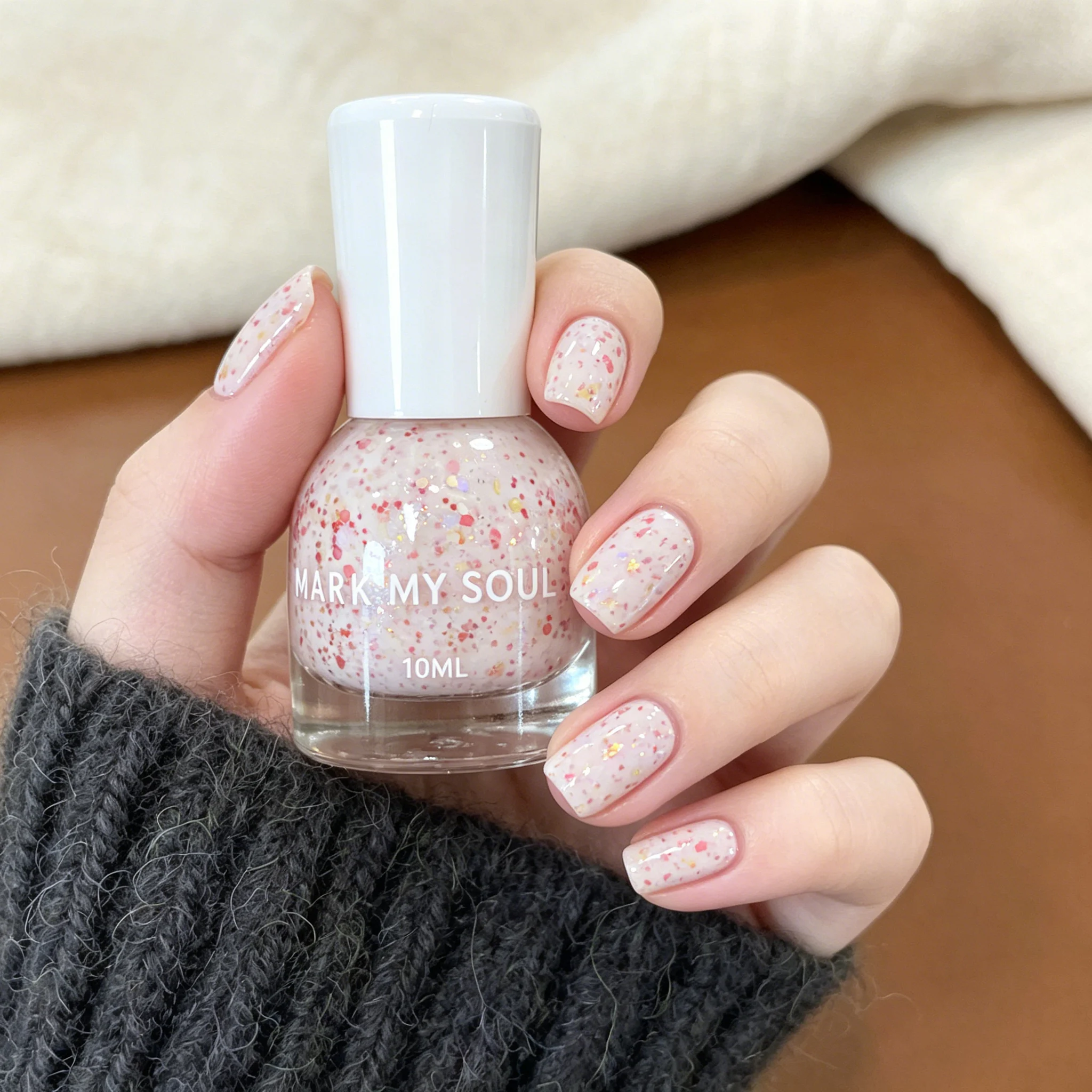 S60 10ml MARK MY SOUL Crescent Moon Glitter Oil Based Non Peel Nail Polish