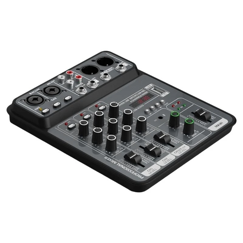 Portable 4 Channel Sound Mixer Built-in Headphone Output Port for Karaoke 83CF