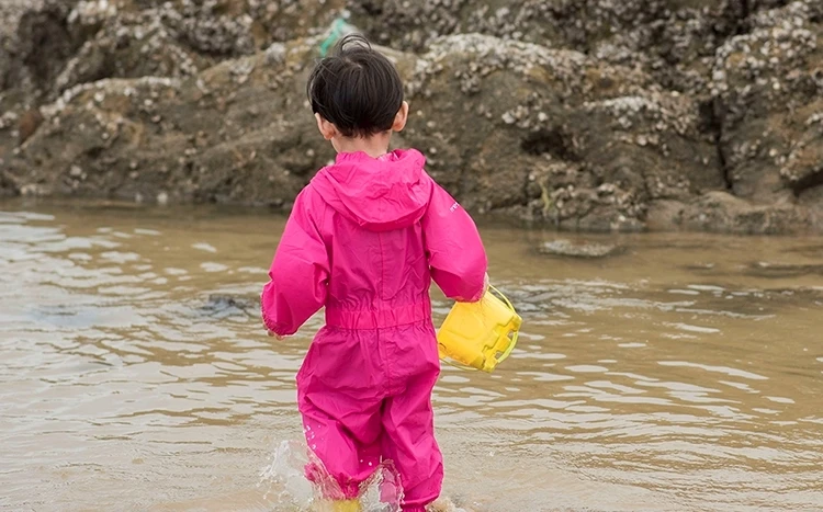 Traje de lluvia para niños y niñas, chubasquero de una pieza, impermeable, transpirable, para exteriores