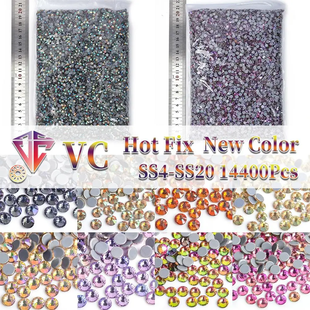 VC 14400Pcs SS4-SS20 New Color Wholesale High Quality Glass Crystal Hot Fix Rhinestones Flatback Stones Nail Art