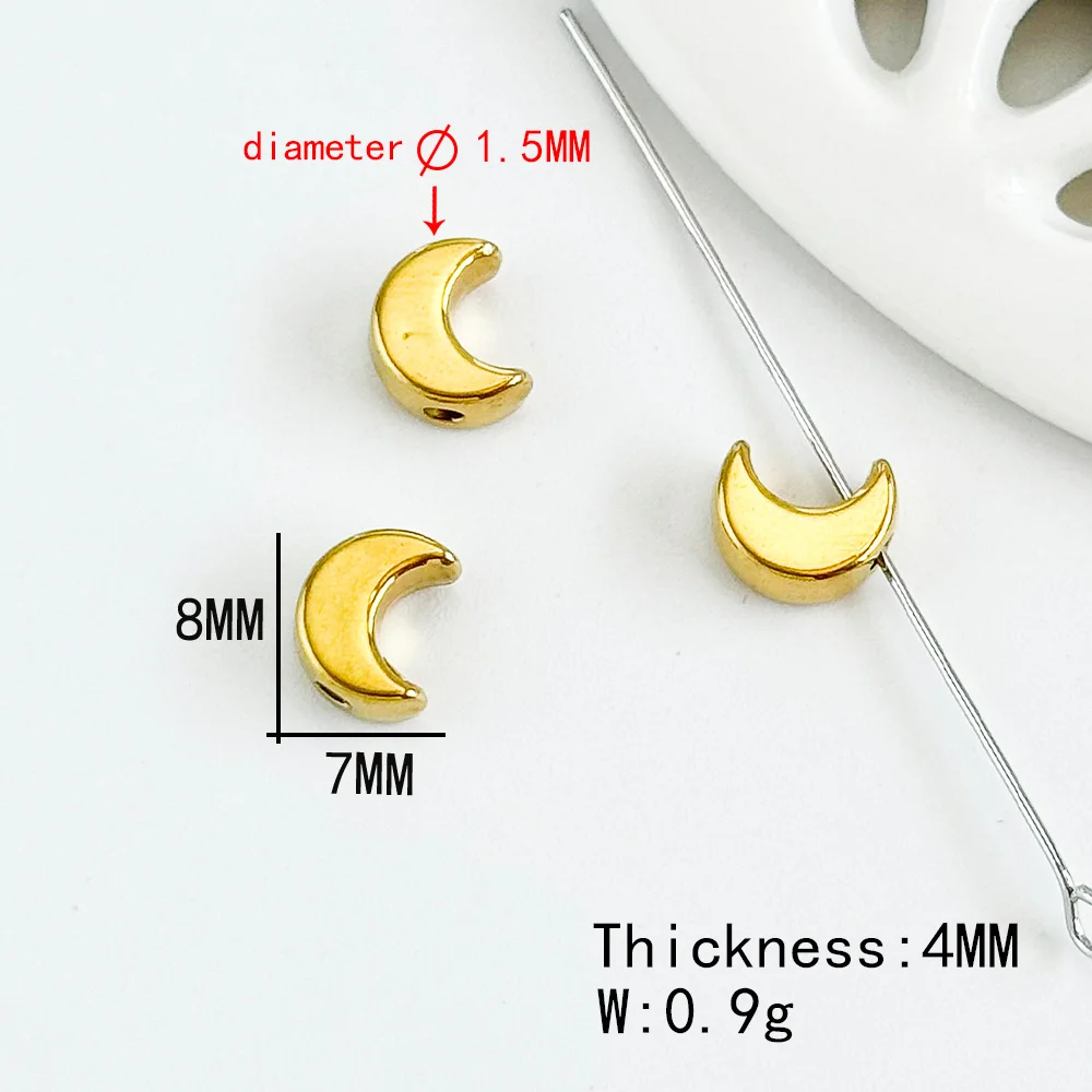 تصميم ودي 7*8 مللي متر 100 قطعة فاصل نجمة/خرز من الفولاذ المقاوم للصدأ للأساور/مجوهرات ذاتية الصنع خرز فضفاض/شكل قمر/صناعة يدوية # 195418