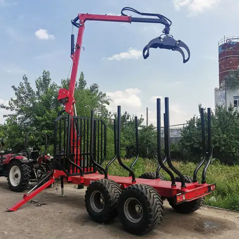 Forest Log Trailer with Crane for Tractor with Grapple Atv Log Trailer Forest Atv Log Trailer with Crane