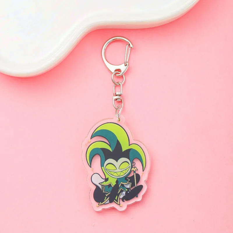 شخصيات كرتونية هازبين فندق أكريليك متعة المفاتيح اكسسوارات Kawaii حقيبة سحر ظهره قلادة حلقة رئيسية المشجعين الأصدقاء الهدايا
