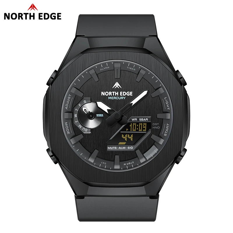 NORTH EDGE MERCURY Men's Military Digital Watch Stopwatch Waterproof 50M Sports Watches World Time