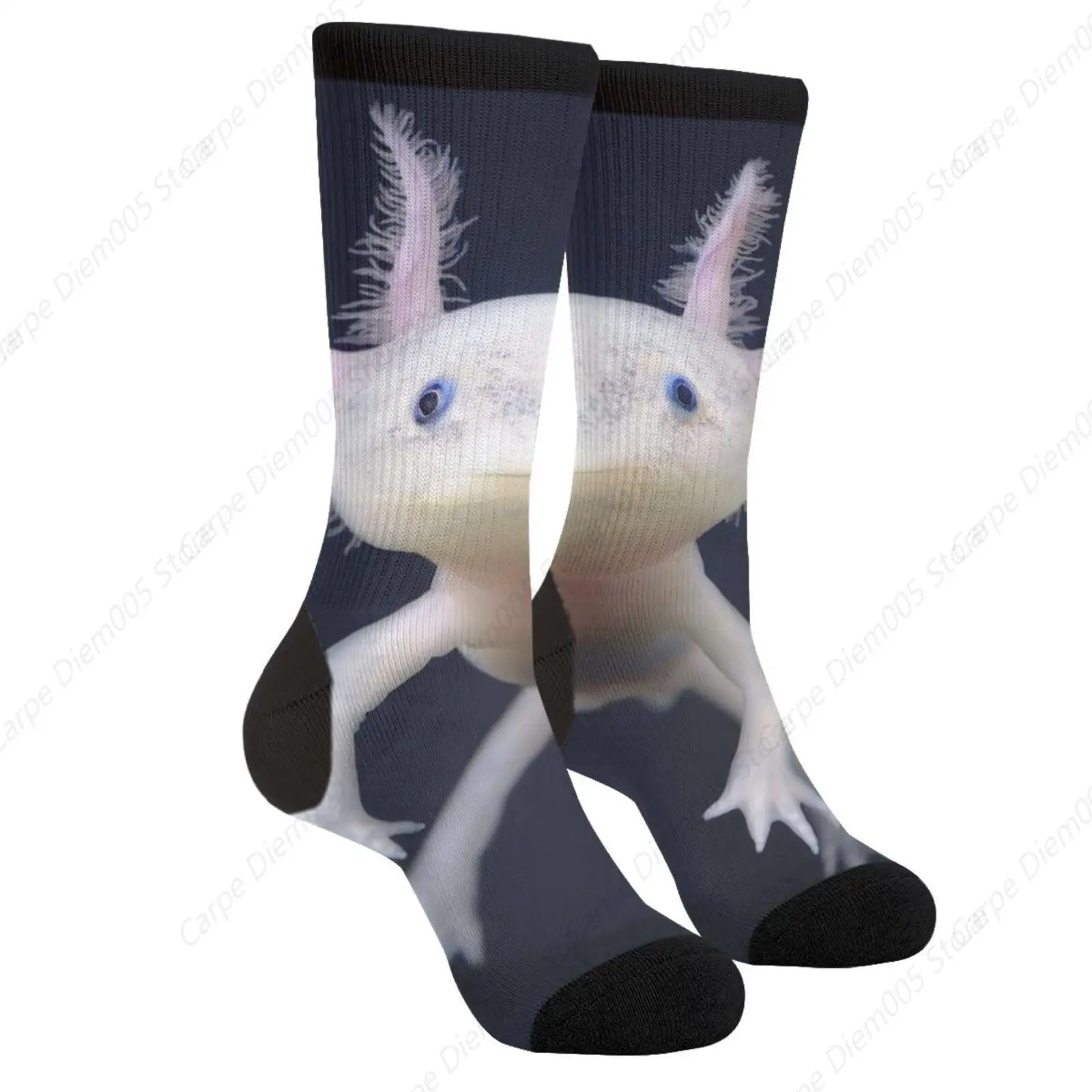 Bonito axolotl kawaii ambbystoma mexicanum novidade diversão tripulação meias moda confortável masculino e feminino vestido louco meias