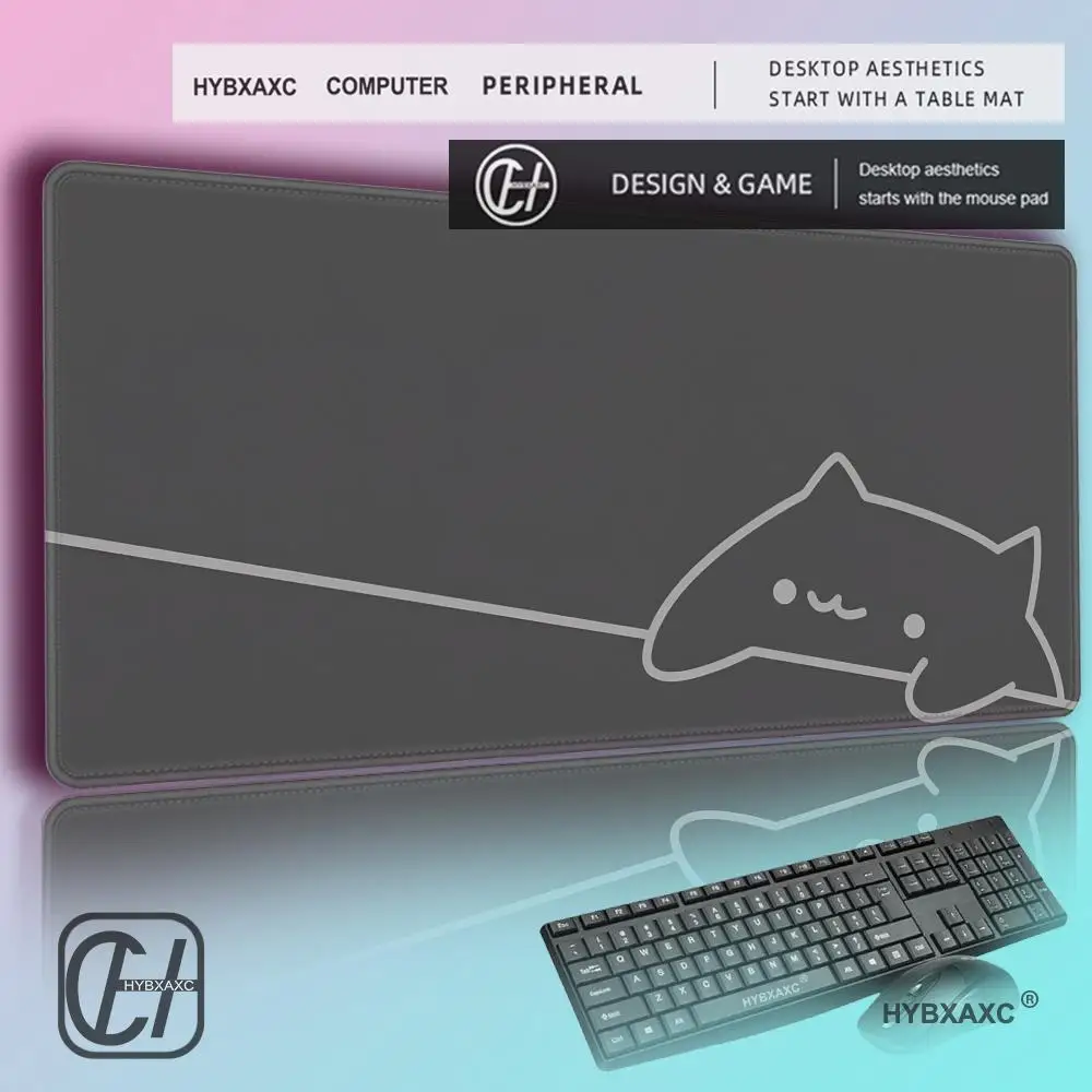 

HYBXAXC Black Cat Kawaii MousePad, Minimalist White DeskMat, Extended Gaming Mousepad for Laptop Gamer Keyboard, Anime Desk Mat