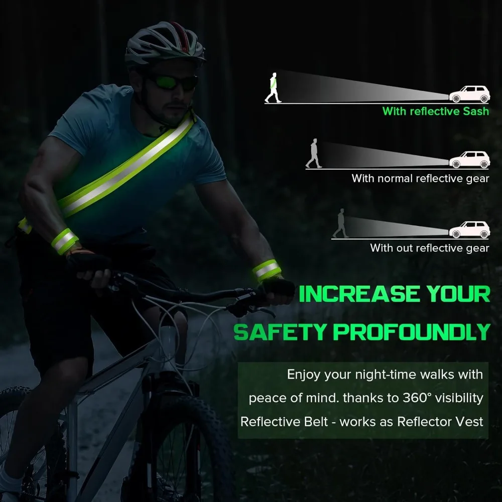 Reflective Sash for Walking at Night, High Visibility Reflective Running Gear Night Walking Safety Gear for Men Women Kids