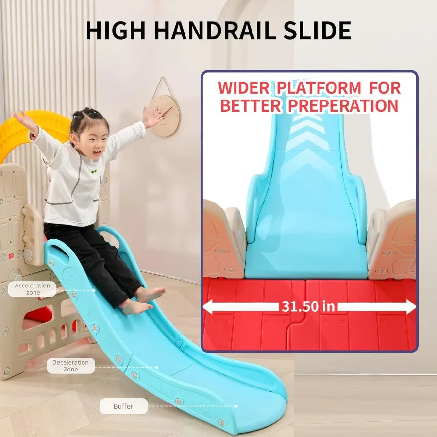 10 في 1 ملعب داخلي الغابة رياضة Playset مع الشريحة تسلق جدار سلم سوينغ كرة السلة حلقات معلقة للأطفال الصغار 3 + Int #4