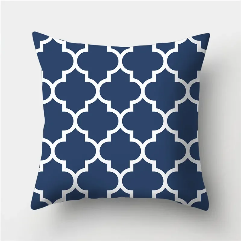 Geométrica Poliéster Capa de Almofada, Azul e Cinza Travesseiro, Almofadas Decorativas Do Sofá, Jogar Home Decor, 45x45