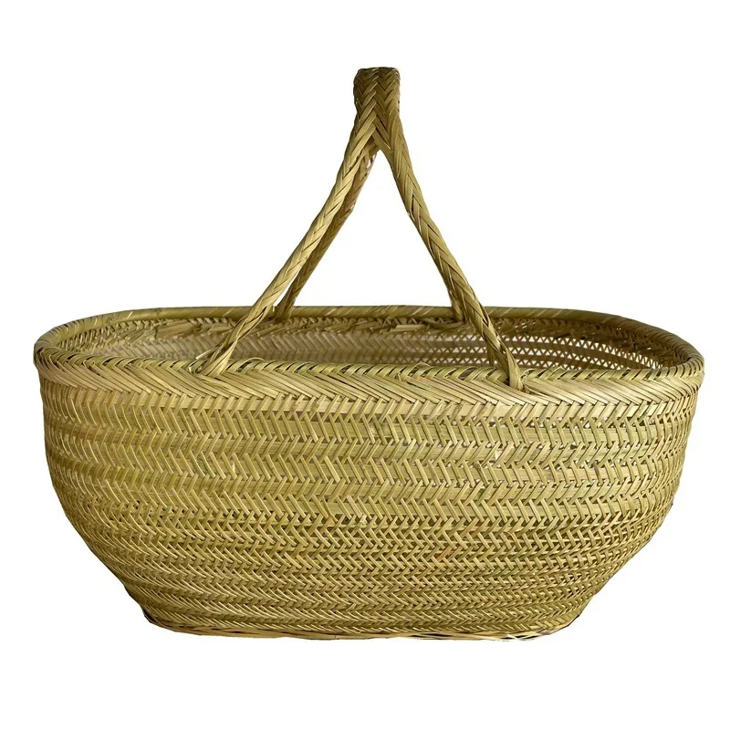 For Handmade Bamboo Woven Basket, Agricultural Vegetable Basket, Native Product Storage Basket, Egg Vegetable Fruit Basket