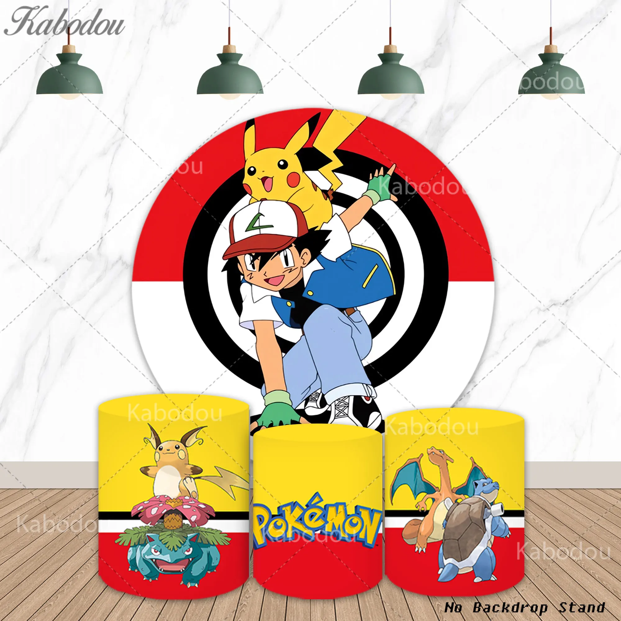 

Pokémon Round Backdrop Kids Boy 1st Birthday Party Poké Ball Decor Baby Shower Banner Poster Background Photography Studio Props