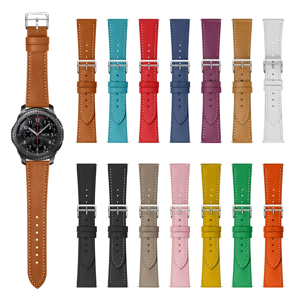 20 22mm Strap for Samsung Galaxy Watch 9/8/7/6/5/4 44/40mm 6 Classic 5Pro Band Genuine Leather Bracelet for Huawei Watch GT6 5 4