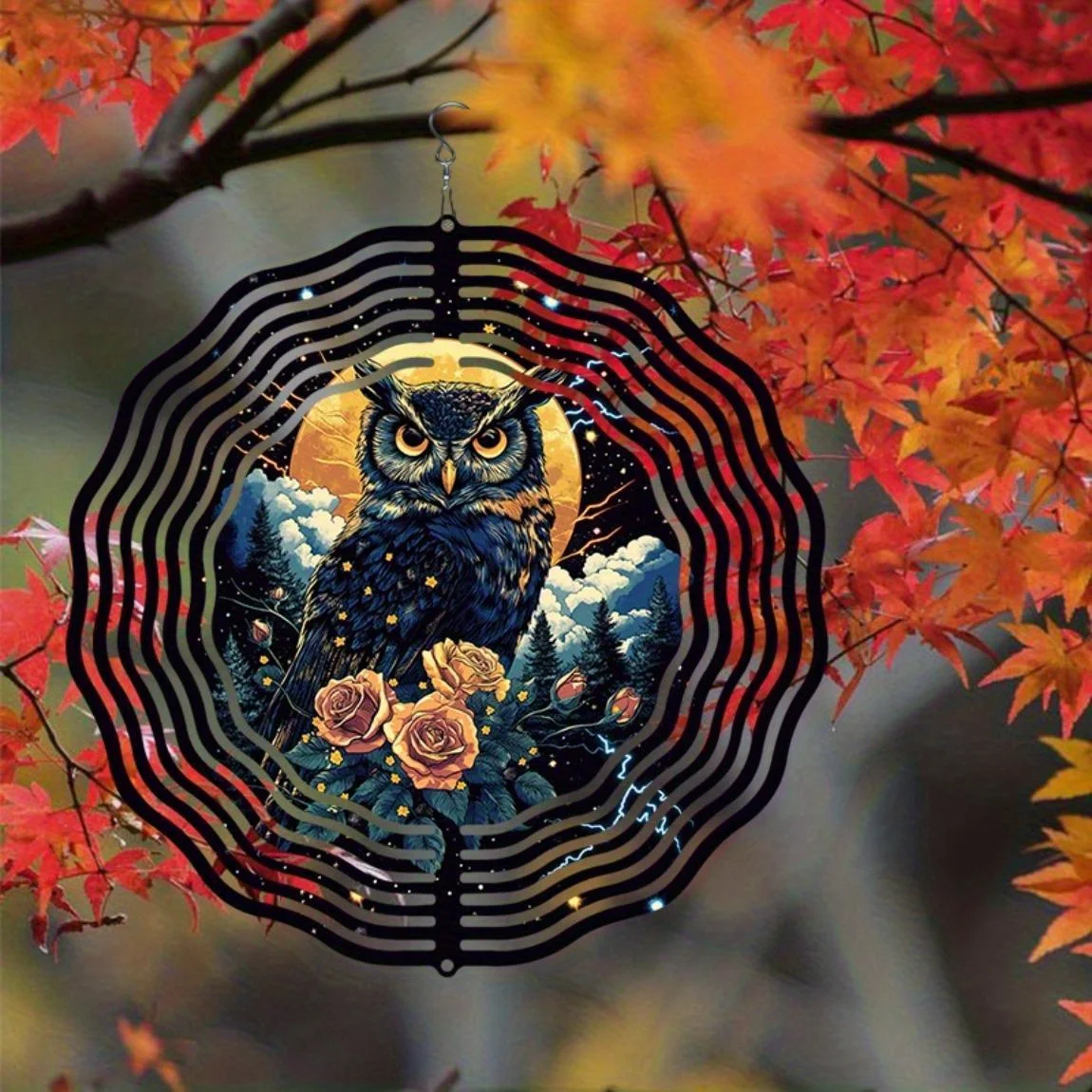 CIFBUY Metal Wind Chime Owl Wind Spinner Garden Outdoor Decor Courtyard Home Yard Patio Ornament No Power Easy Install Hanging