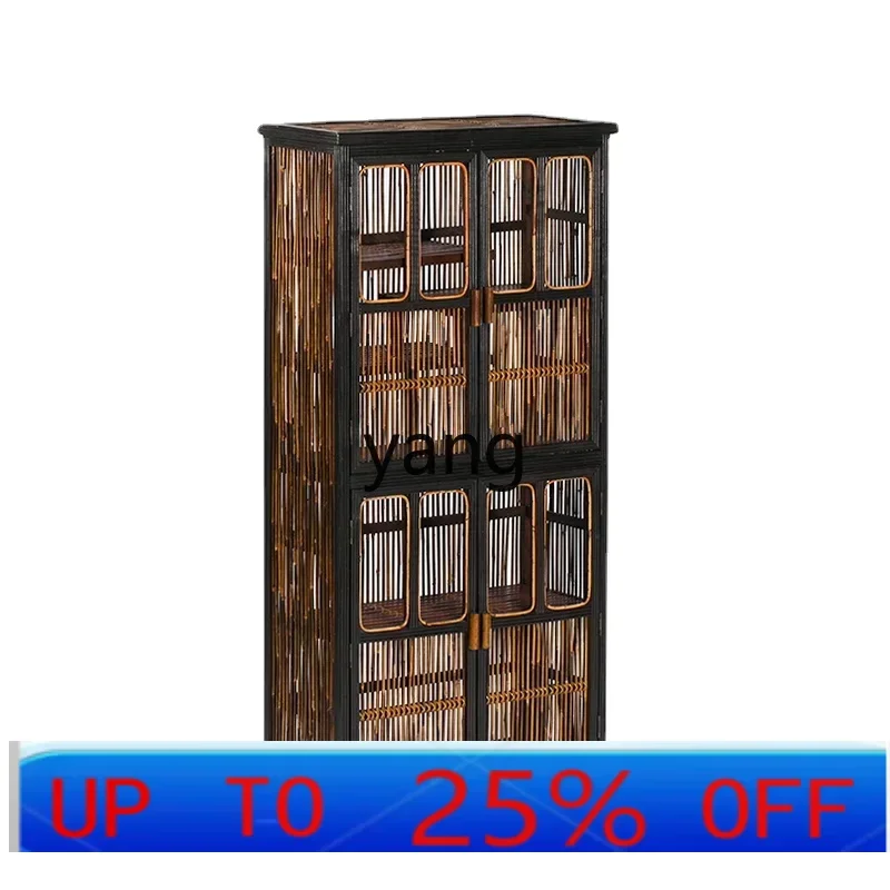 LTT Vintage Bamboo Wall Cabinet Duobao Pavilion Storage Antique Shelf Zen Teaware