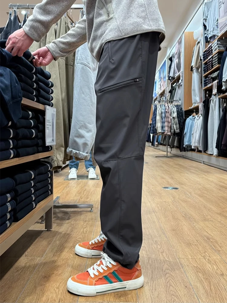 بنطلون تسلق جبال للرجال مقاوم للماء والرياح من النايلون الناعم بلون الكاكي، بنطلون للمشي لمسافات طويلة وتسلق الجبال، بنطلون ع... #3