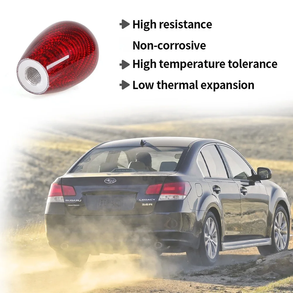 Carbon Fiber Shift Knob with Short Duck Egg Shape and Resin Finish Equipped with Thread Adapters for Broad Use
