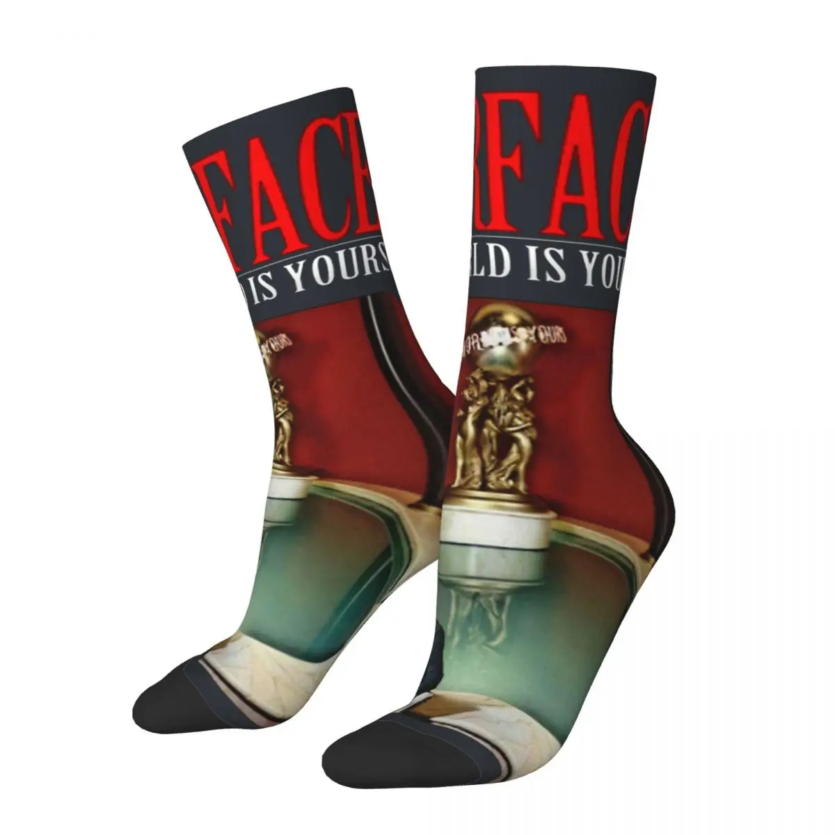 Happy Funny The World Is Yours Men's Socks Retro Harajuku Scarfaced Hip Hop Novelty Pattern Crew Crazy Sock Gift Printed