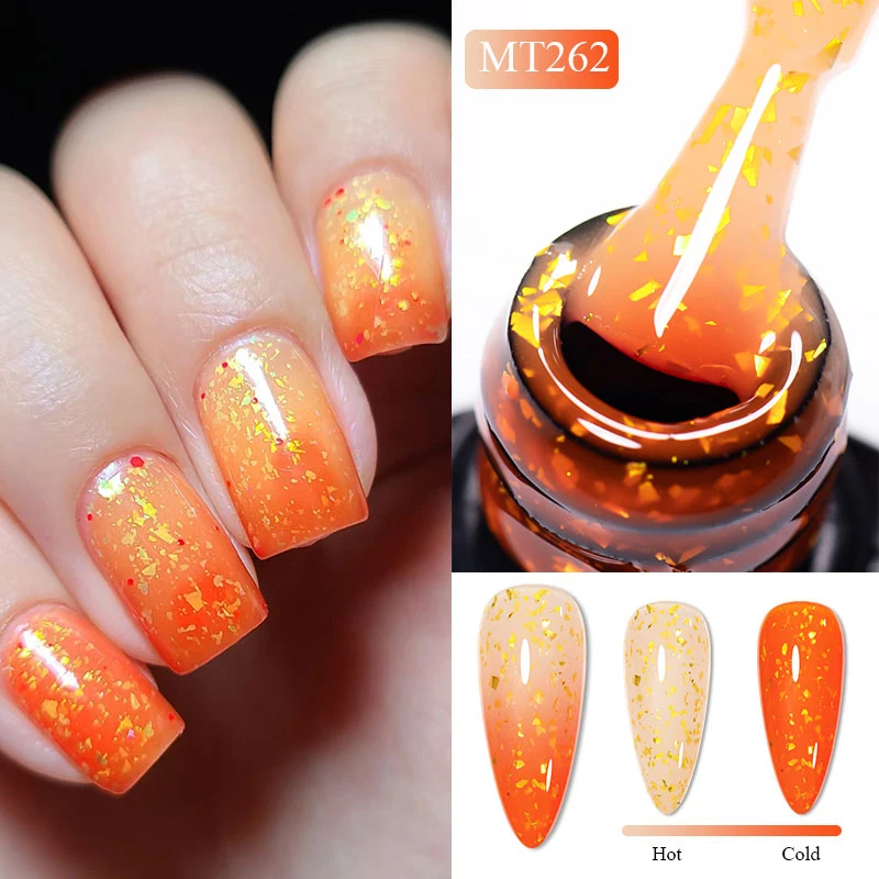 7ml Glitter Thermal Gel Nail Polish Temperature Color Changing Semi Permanent Soak Off Varnish For Manicure Gel Nail Supplies