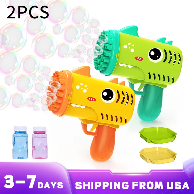 Bring 2 bottles of 50ml bubble water 2pcs 35 hole new dinosaur bubble handheld Outdoor Wedding Game bubble Children's toy