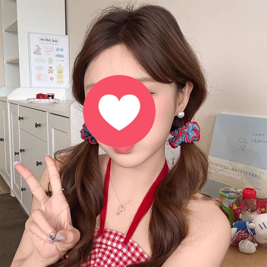 2PC Goede Denim Hoge Elasticiteit Haarbanden Touw voor Vrouwen Meisjes Paardenstaart Houder Koreaanse Haaraccessoires