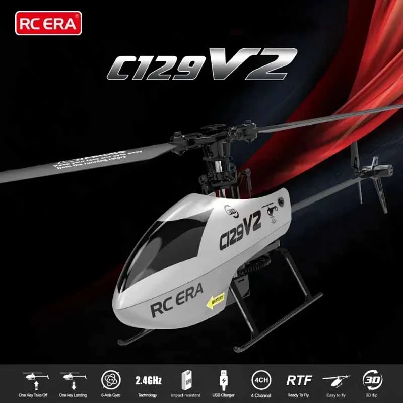 RC ERA C129V2 RTF RC Helicopter 2.4G 6-axis Gyroscope One Click 3D Flip Stable Flight Remote Control Aircraft Toys for Beginner
