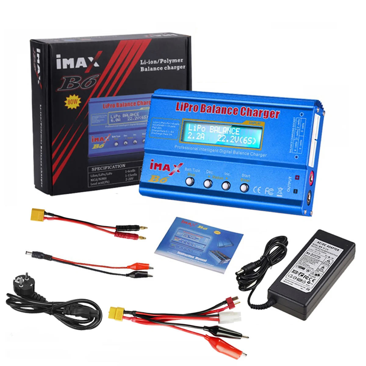 IMAX B6 80W chargeur de batterie pour Lipo NiMh Li-ion ni-cd numérique Lipro Balance chargeur déchargeur AC puissance 15V 6A adaptateur Rc voiture