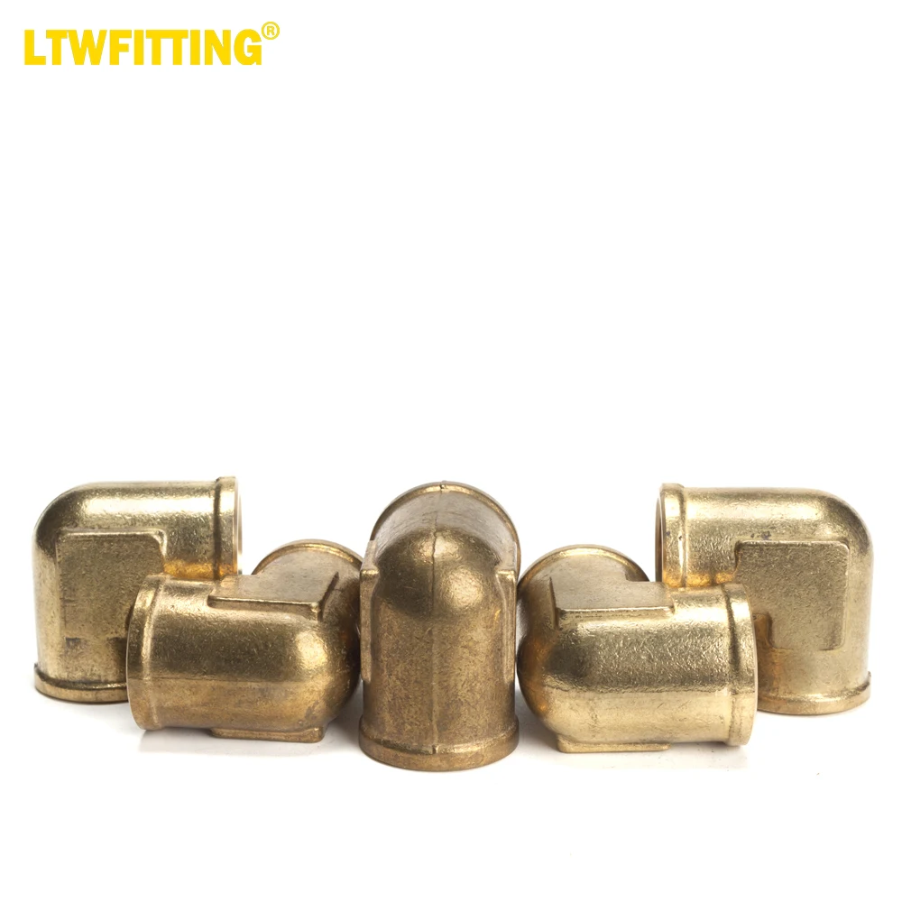 LTWFITTING Brass Pipe Fitting Female 90 Deg 1/2-Inch NPT Elbow Fuel Air(Pack of 5)