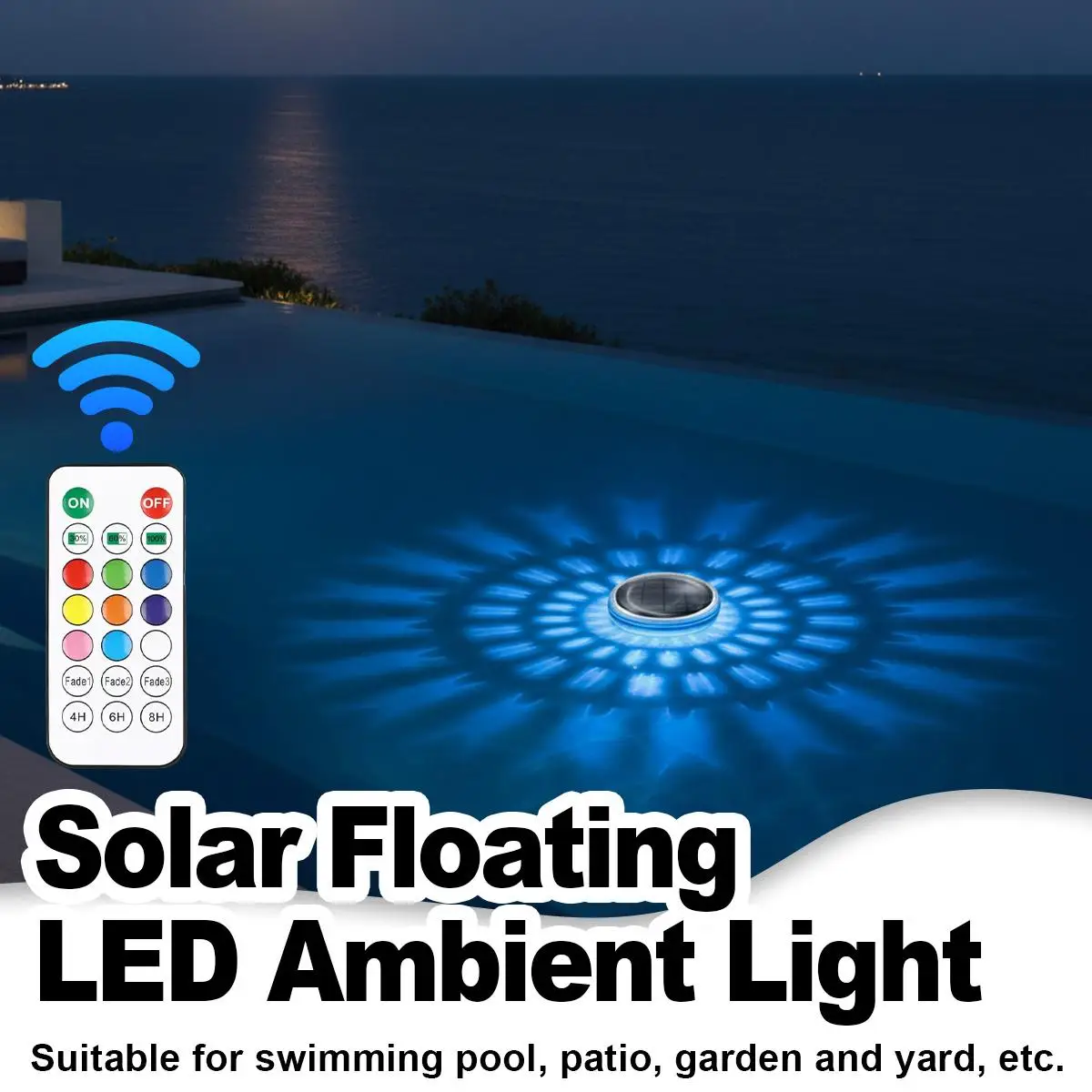 

Солнечный плавающий светильник для бассейна LED RGB, водонепроницаемый IPX7, с пультом ДУ, для улицы, сада, вечеринок, дома, декоративное освещение
