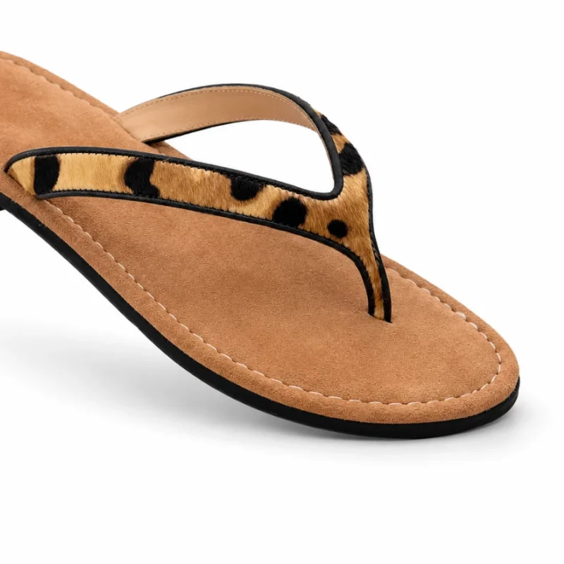 Leopard Pattern Shoes for Womens Round Toes Flat Heels Flip-flops Mixed Colors Ladies Sewing Lines Zapatos Mujer Shallow Femme