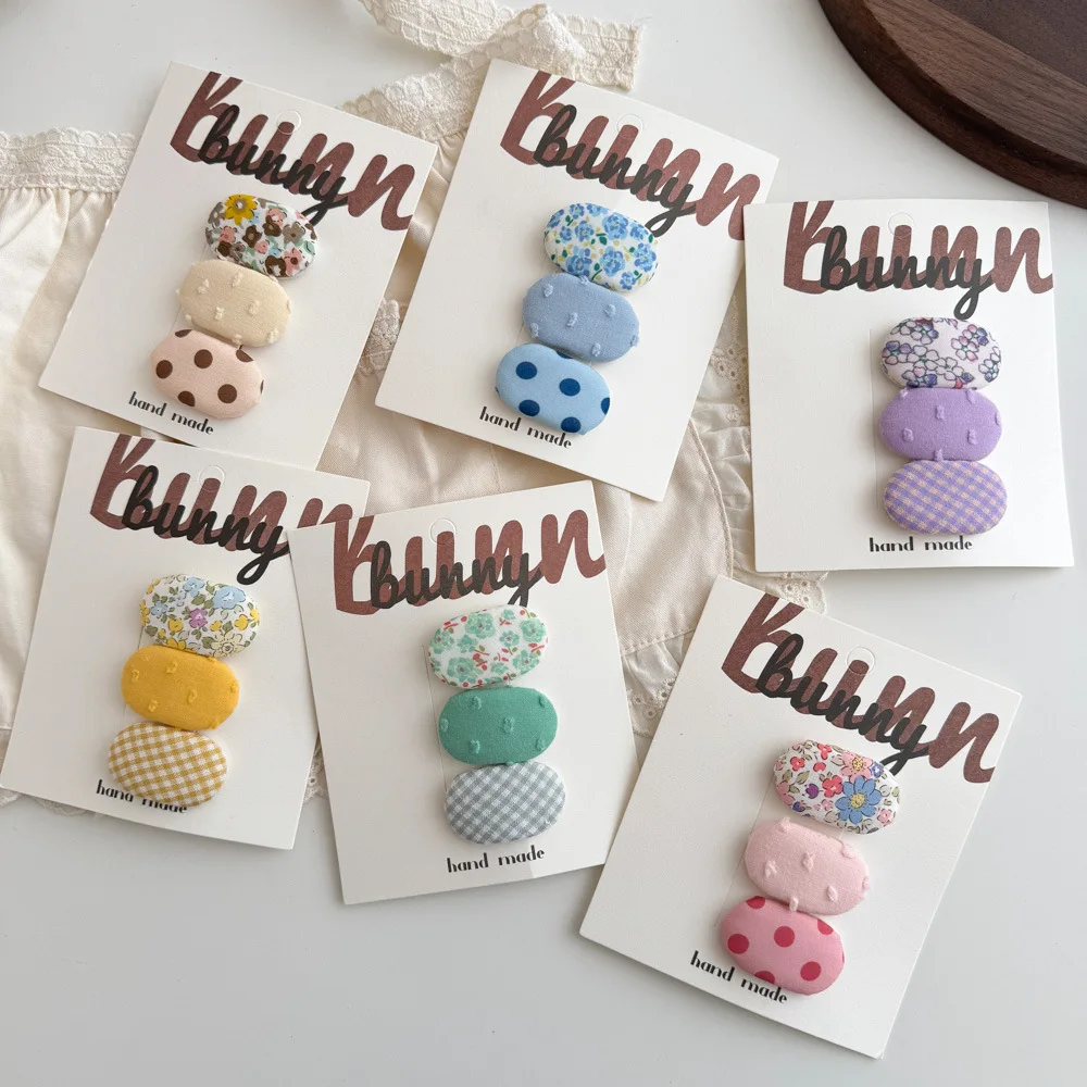 3pcs/set BB Clips Floral Print Barrettes Baby Girls Hair Clips Hairpins Hairgrips Korean Fashion Hair Accessories Kids Headwear
