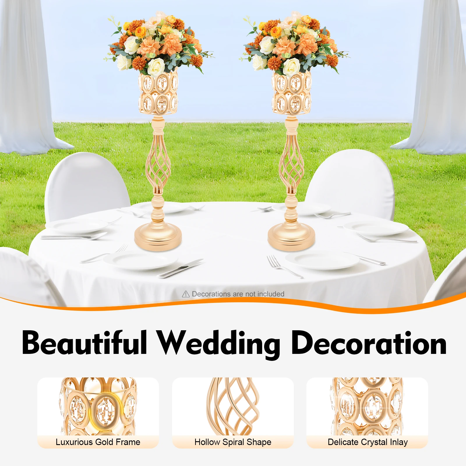 

Свадебные вазы для цветов, 10 шт. вазы для цветов для центральных элементов, свадебная ваза для столов 61 см/24,02 дюйма для праздника, дня рождения, вечеринки