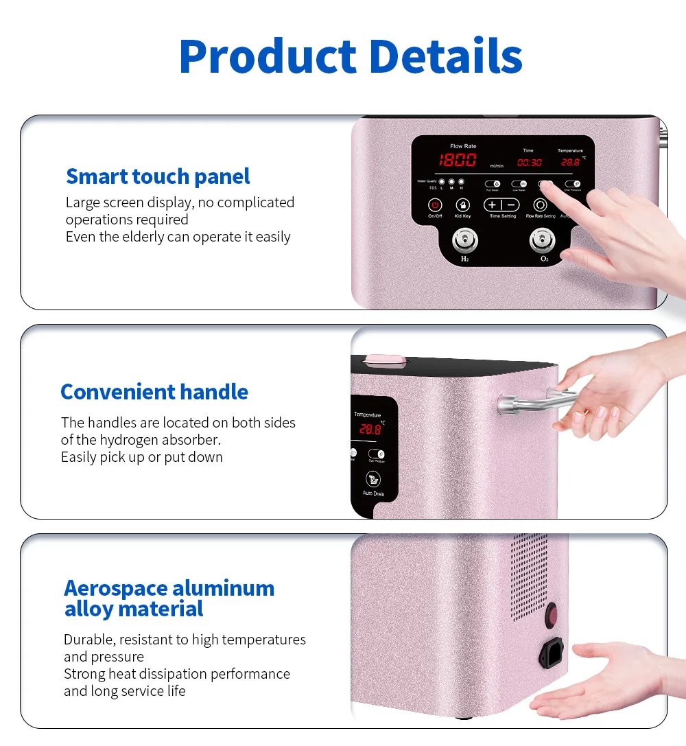 1800ml/min Wasserstoff-Sauerstoff-Maschine H2-Generator SPE PEM Elektrolysetechnologie Wasserstoff-Inhalationssystem Gesundheitspflegegerät für Zuhause – Detail 8