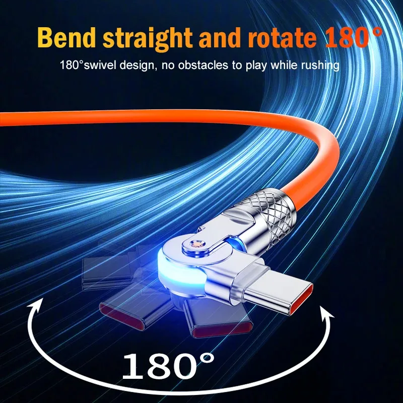 كوع مزدوج 180 دوار الميكانيكية تمديد كابل البيانات الميكانيكية سريعة لأجهزة الكمبيوتر المحمول أبل 15 الكمبيوتر اللوحي Typec كابل شحن #4