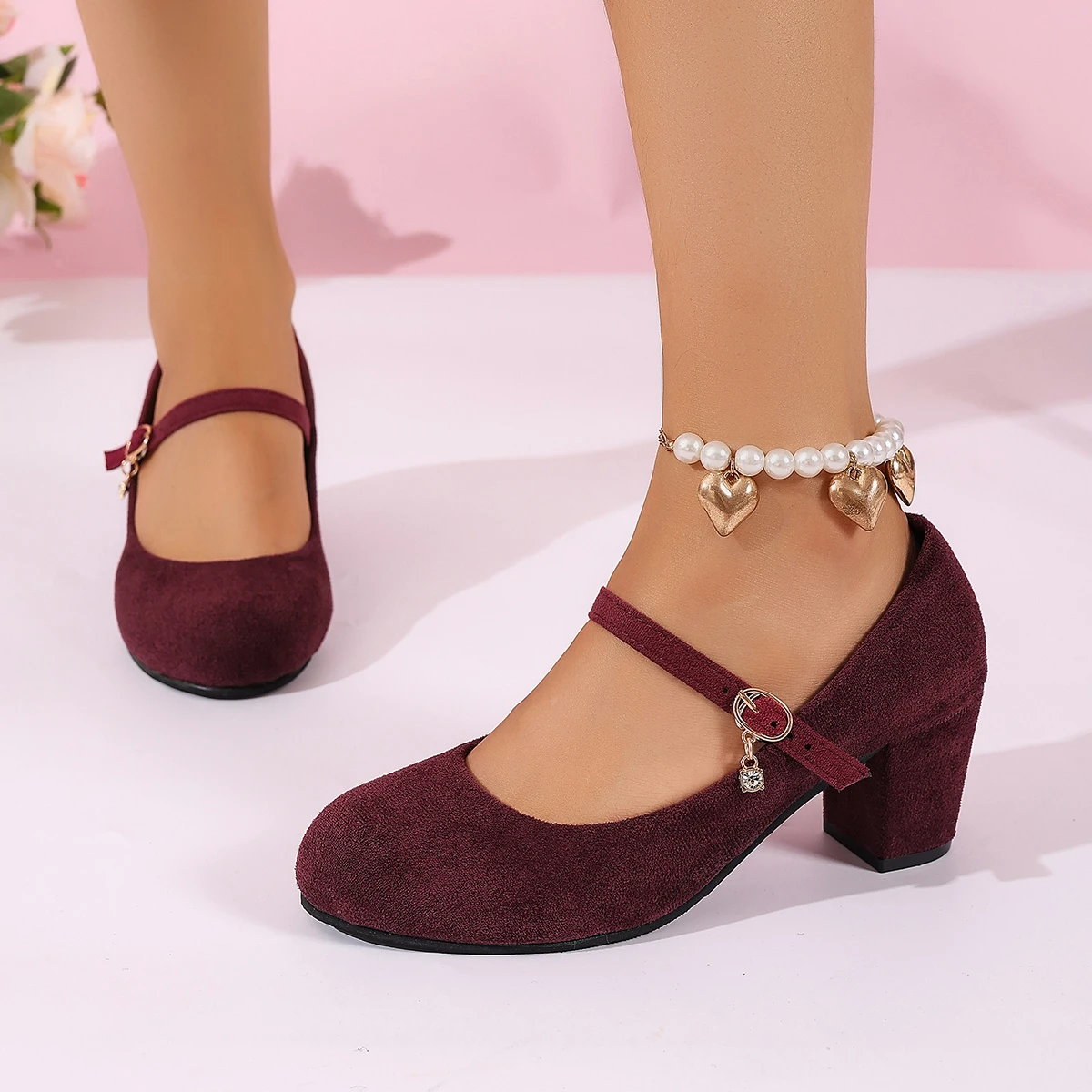 Damen High Heels Mary Jane Schuhe mit Riemen Schwarz Party Hochzeit Büroschuhe Elegante Bequeme Große Größen Pumps – Detail 11