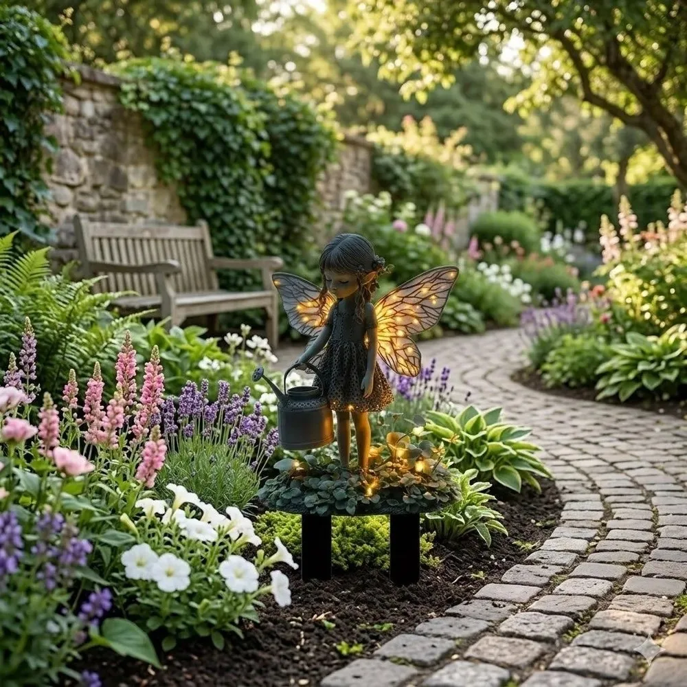 Fantasy Ground Insert Garden Art Ornament 2D Flat Rabbit Elf Garden Figurine Treehouse Acrylic Acrylic Ground Insert Indoor