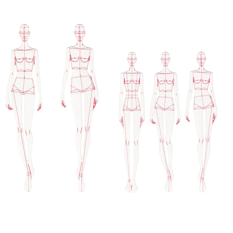 Clothing design hand-painted renderings tool painting human body dynamic template ruler for tailoring clothing patchwork ruler