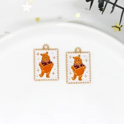 Wholesale 10PCS Animal Stamp Enameled Bear Alloy Charm Necklace Pendants Jewelry Crafts Jewelry Making Supplies Charms