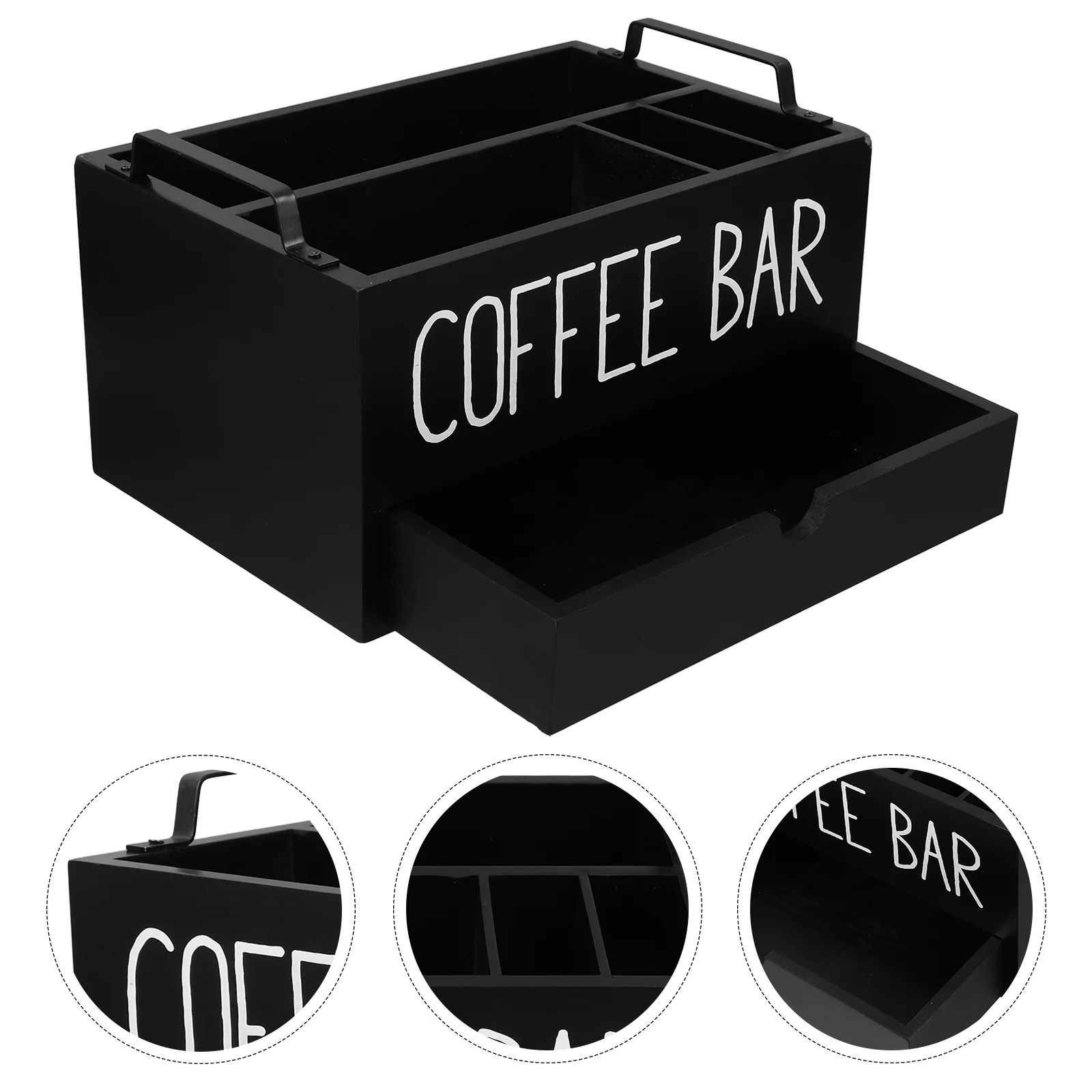 

Storage Box Coffee Table Decor Corner Black Wooden Organizer Desktop Shelf