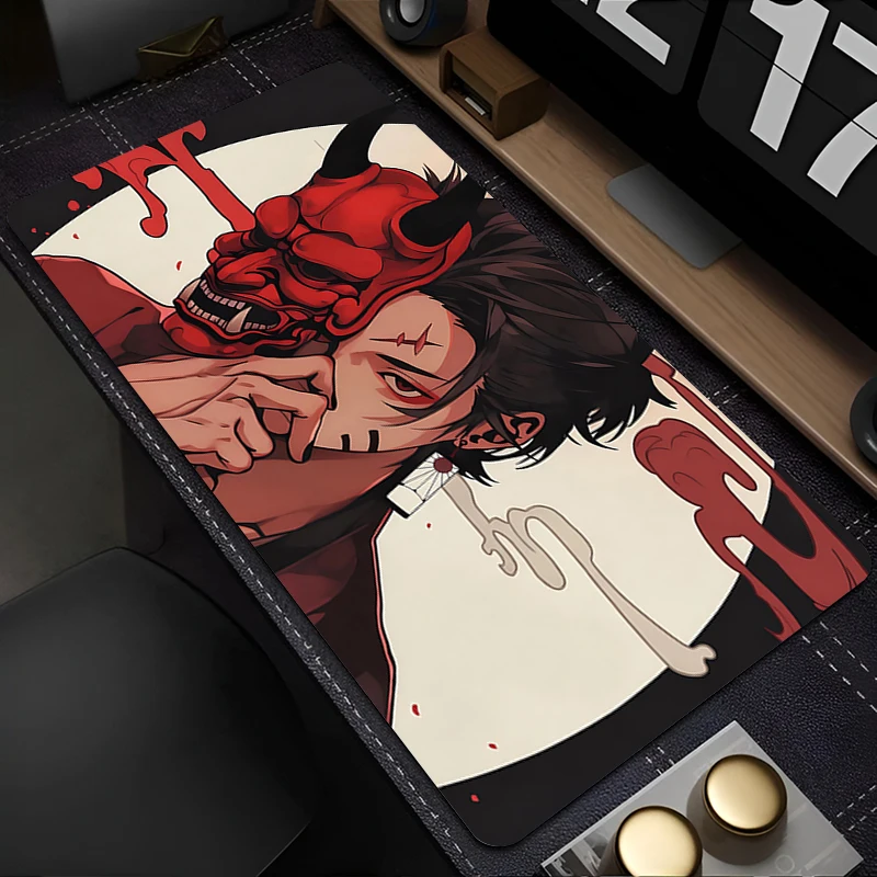 

Mouse Pad Laptop Gaming New Mousepad PC Accessories Devil Oni Mask Keyboard Pad Non-Slip Soft Computer Anime Cool Boy Desk Mat