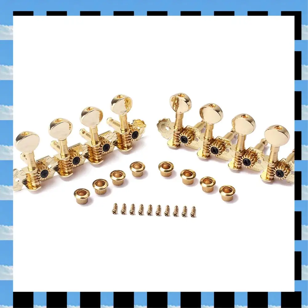 

ABME 2 Pieces Iron 4L 4R Tuner Tuning Pegs Machine Heads Gold Set For Mandolin/8 Strings Guitar Replacement Parts
