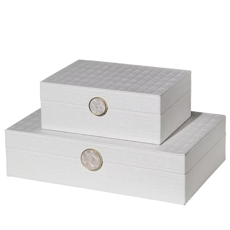 Modern Model Room Cloakroom White Leather Jewelry Box Bedroom Dressing Table Jewelry Storage Decoration