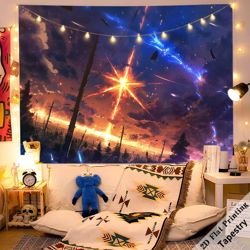 Epic Space Nebula Explosion Tapestry Wall Decor Large Room Galaxy Sunset Cosmic Poster Artwork 180x280cm