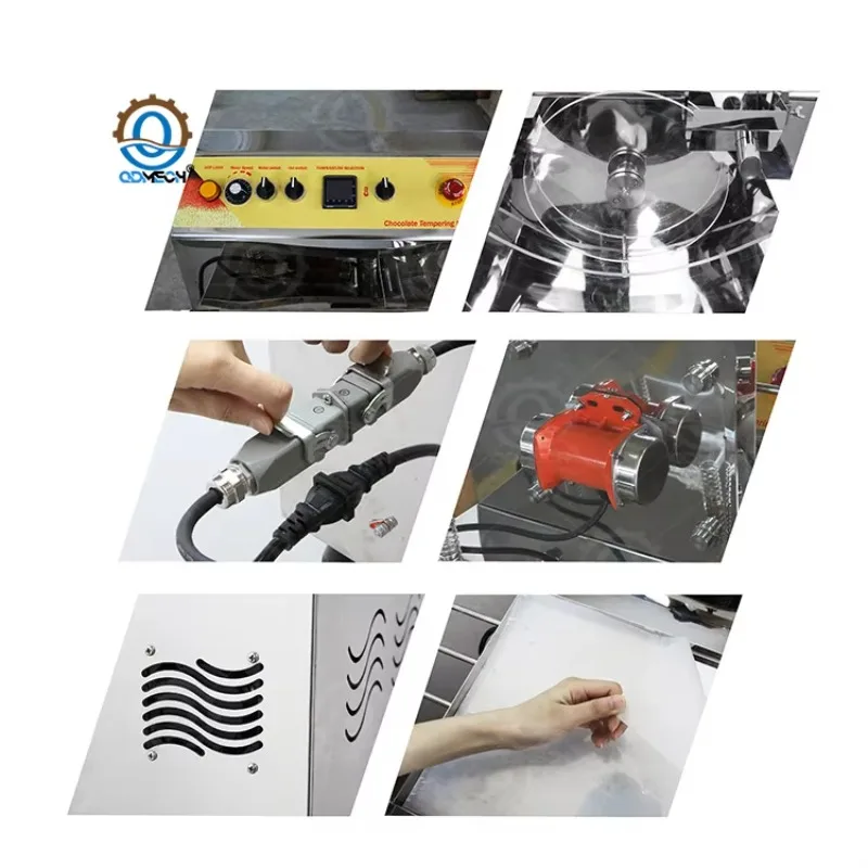 حار بيع QDMECH المبيعات الساخنة معدات تقسية الشوكولاته الاستخدام التجاري آلة صهر الشوكولاتة مع طاولة تهتز 25L كابا #1