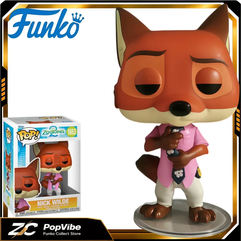 Authentic Funko Pop Disney Zootopia 2 Nick Wilde Floral Tie Vinyl Figure Desktop Ornament Gift for Zootopia Animation Hobby Fans
