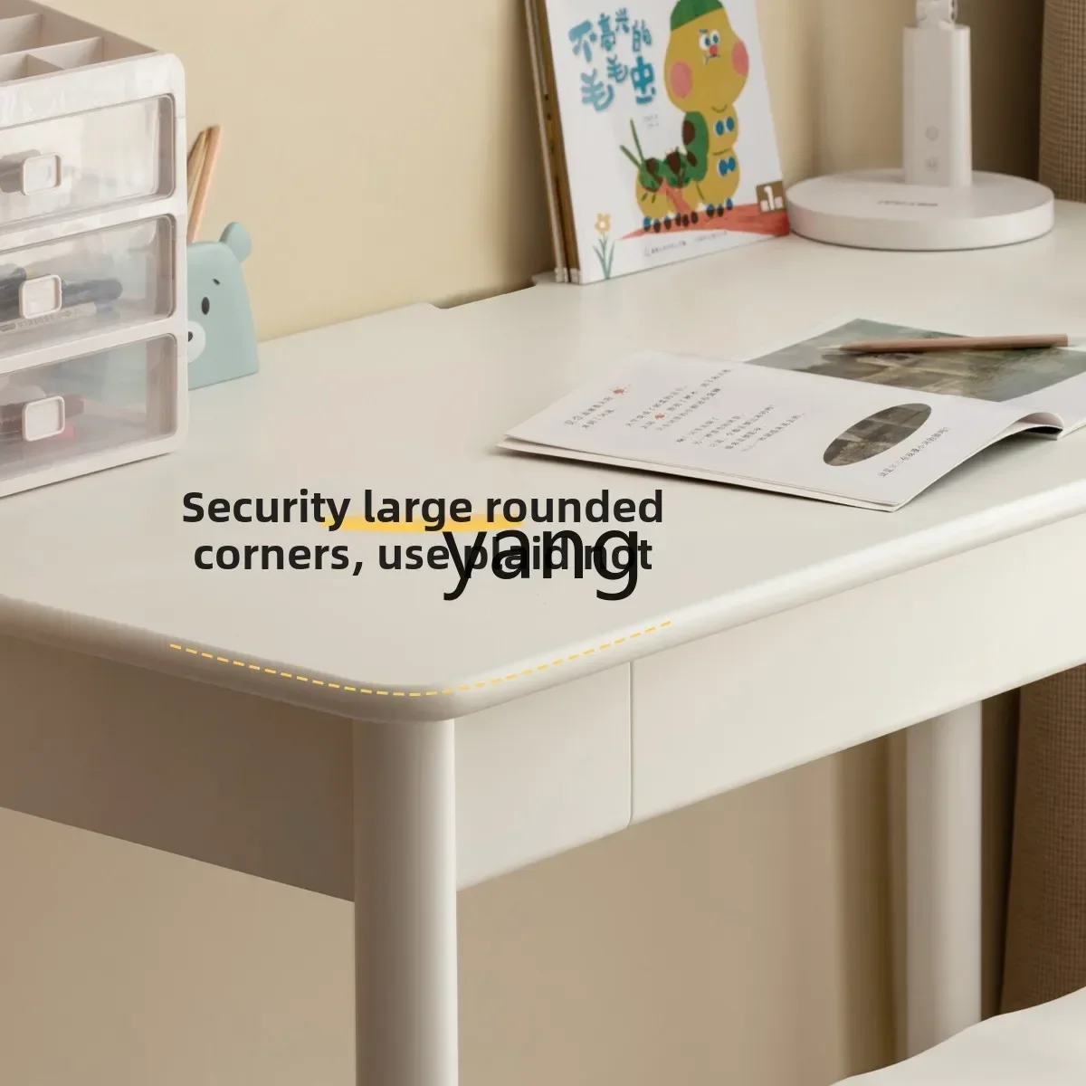 Biurko do nauki z litego drewna LTT, w kolorze kremowym, białe biurko do pisania z szufladami