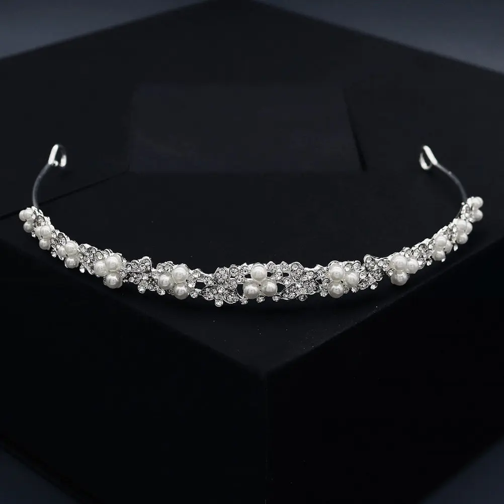 

1 шт. Элегантный ободок для волос с жемчугом и стразами в стиле барокко, свадебный головной убор, повязка для волос для выпускного вечера, блестящая повязка для волос с жемчугом и стразами