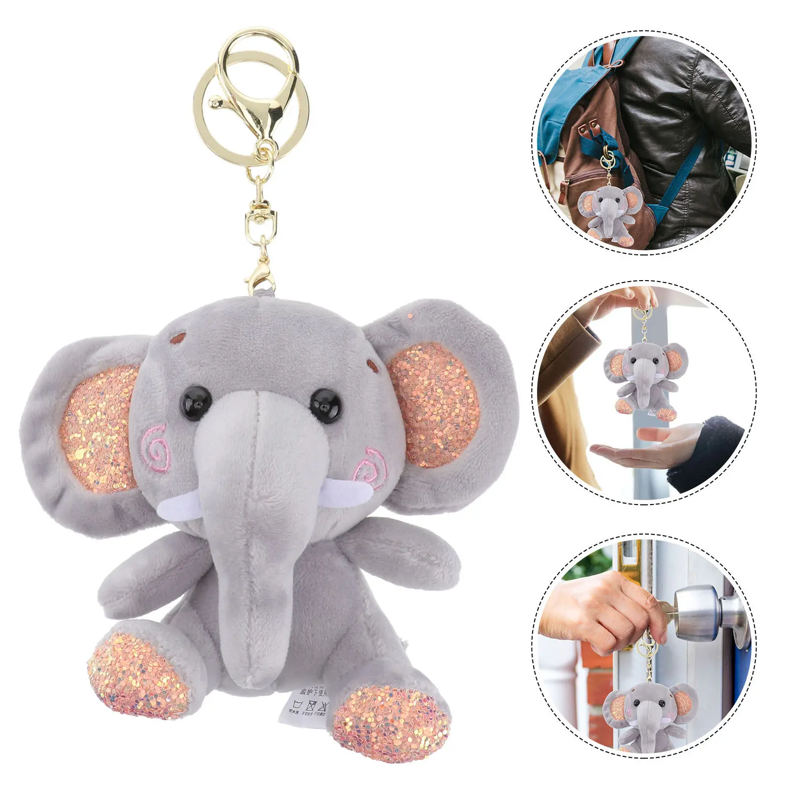 

Elephant Keyring Grey Hanging Ornament Creative Bag Phone Car Key Pendant Lovely Key Holder Gift for Birthday Valentine