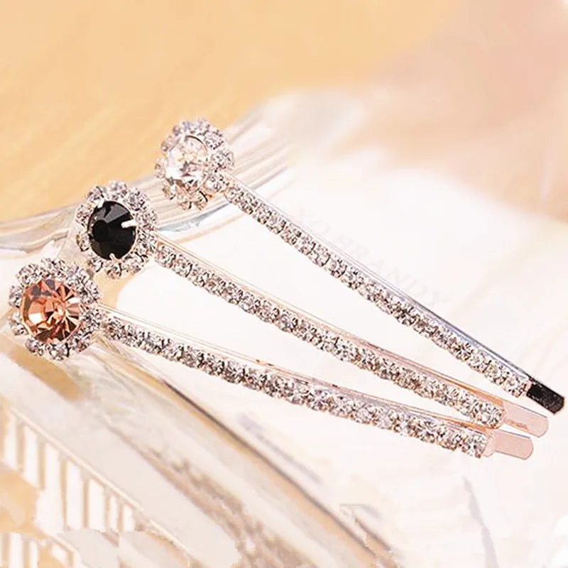 Fashion Women Girls 6 Colors Hairwear Crystal Rhinestone Hair Clip Barrette Hairpin Wholesale Hair Accessories 1PCS