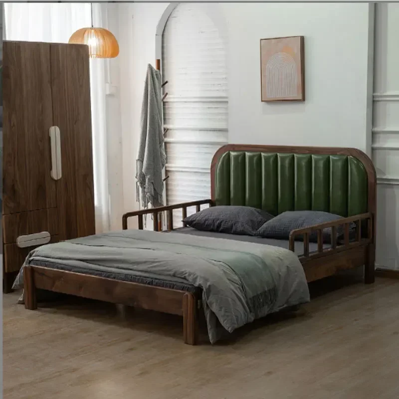 All solid wood splicing widened with guardrail telescopic pull sofa side bed boys and girls hard maple black walnut